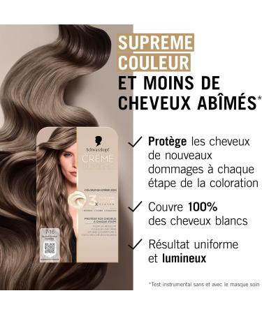  Schwarzkopf Schwarzkopf - Permanent hair colour - Supreme result cream - Uniform colour - Nourishing cream - Bonding - Preserum and care mask - 100% grey coverage - 7-16 - Buy Online on GoSupps.com