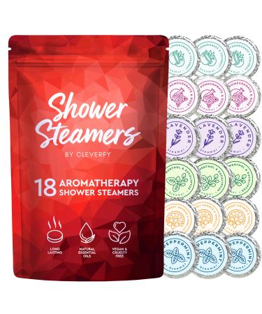 Cleverfy Shower Steamers Aromatherapy - 18 Pack of Shower Bombs with Essential Oils. Self Care and Relaxation Spa Gifts for Women and Men. Red Set 18-pack Red