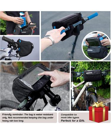OBOVA 4L Waterproof Bike Handlebar Bag with Phone Holder - Front Bicycle Pouch for Road & Mountain Bikes - Black - Buy Online on GoSupps.com