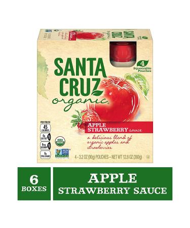 Santa Cruz Organic Apple Strawberry Sauce Pouches - Pack of 6 (3.2 oz each) - Buy Online on GoSupps.com