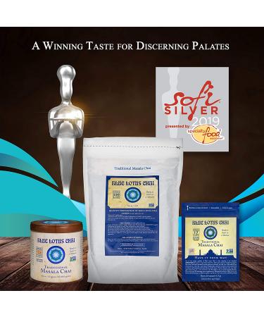 Blue Lotus Chai Traditional Masala Chai - 3 Ounce Powder - Organic Spices - Makes 100 Cups - Gluten-Free - Instant Indian Tea - Buy Online on GoSupps.com