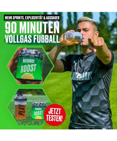 Matchday Nutrition Booster for Footballers | Ice Tea Lemon Starter Pack with Shaker | 90 Minutes of Energy | Amino Acids & Carbohydrates | 20 Portions for Speed & Endurance - Buy Online on GoSupps.com