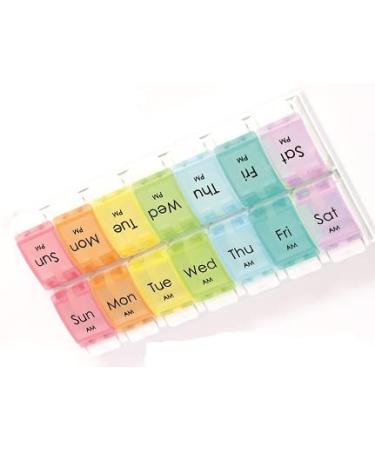 Pill Box Organiser 7 Days Am/Pm with 14 Large Compartments Medicine Storage Unique Design Easy to Carry Capable to Hold Multi Vitamins and Liver Oil Supplements Useful for Travel