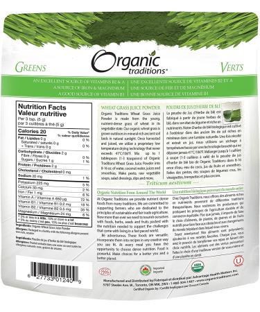 Organic Traditions Wheat Grass Juice Powder 5.3 oz - Pure Superfood Supplement - Buy Online on GoSupps.com
