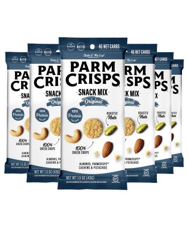 ParmCrisps Snack Mix  Original Cheese Parm Crisps and Nuts Snack, Made Simply with 100% Cheese Crisps, Almonds, Cashews, and Pistachios | Healthy High-Protein On-the-Go Snack, Low Carb, Gluten Free, Low Sugar | 1.5 oz (Pack of 6)