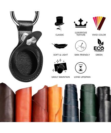 4-Pack Leather AirTag Key Chain Holder - Ultra Tracker Case with Loop Key Ring for Apple AirTags - PU Cover for Wallet/Luggage/Pets - Black/Blue/Brown/Red - Buy Online on GoSupps.com