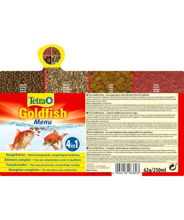 Tetra Goldfish Menu 4in1 Fish Feed Mix - Crisps Flakes Granules & Daphnia for Goldfish - 250ml Can (Pack of 2) | International Shipping Available - Buy Online on GoSupps.com