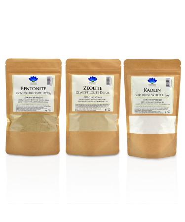 Innovative Naturopathics Healing Clay Detox Kit No 2 Bentonite 250gZeolite 250gKaolin White Clay 150g