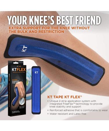 KT Tape KT Flex Reinforced Adhesive Strips for Knees - 8 Pre-cut 10 Blue Strips - Buy Online on GoSupps.com