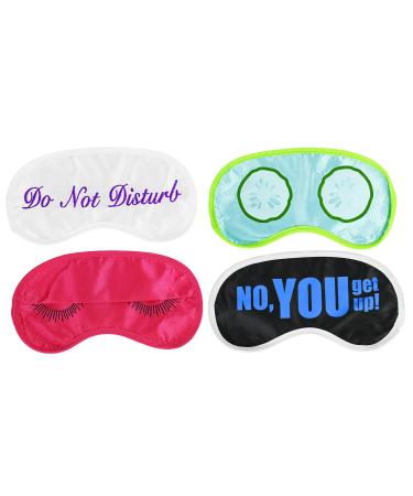 Set of 4 Sleeping Masks with Patterns - Best Sleeping Eye Cover for Travel Naps and Meditation - Blindfold with Strap for Anyone! Great for Catching Up on Your Rest!