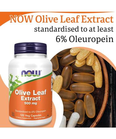 Now Foods Olive Leaf Extract 500mg High Oleuropein Vegan Capsules | Lab-Tested, Soy Free, Gluten Free, Non-GMO - Buy Online on GoSupps.com