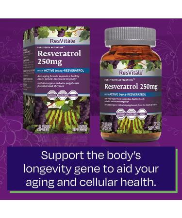 ResVit le Resveratrol 250 mg - Resveratrol Supplement for Men and Women - 120 Veggie Capsules 120 Count (Pack of 1) - Buy Online on GoSupps.com