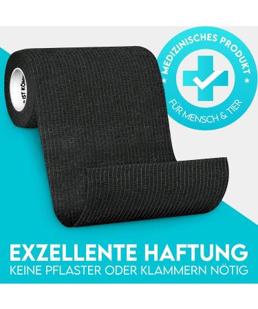 Hund ist K nig Self-Adhesive Elastic Bandage 12x4.7m | Versatile Adhesive Bandage for Humans & Animals | Binding & Fixing Bandage - 10cm x 4.7m - Black (12 Rolls) - Buy Online on GoSupps.com