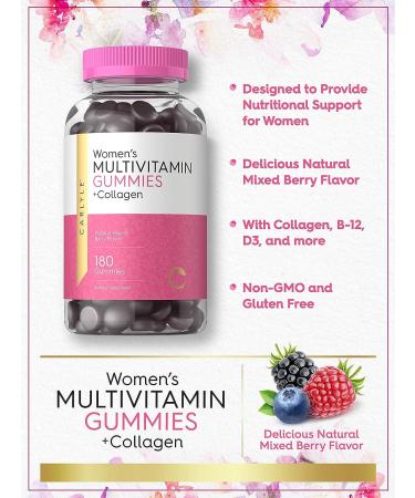 Carlyle Multivitamin for Women Gummies | 180 Count | Mixed Berry | Collagen | Non-GMO & Gluten-Free - Buy Online on GoSupps.com