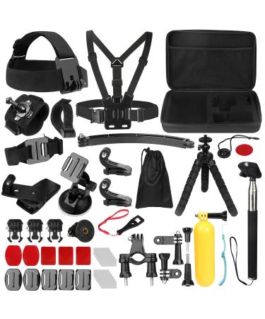 Bonvvie Action Cameras Accessory Kit, 50-in-1 Sports Camera Accessory Kit Compatible with GoPro Hero 10/9/8/7 Black, GoPro Max/Fusion, Insta360 Osmo Action SJCAM SJ6000 SJ5000 AKASO Campark REMALI