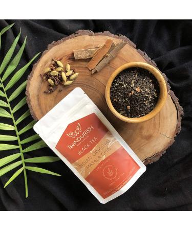 TeaNOURISH Indian Original Masala Chai Tea | Assam CTC Loose Black Tea | Blended with Cinnamon Cardamom Black Pepper & Cloves | 100% NATURAL INGREDIENTS - 3.53oz/100g Indian Original Masala Chai 3.53 Ounce (Pack of 1) - Buy Online on GoSupps.com