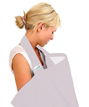 BebeChic.UK - Oeko-Tex Certified 100% Cotton - Breastfeeding Covers - Boned Nursing Tops - Silver Grey/White dot silver grey / white dot