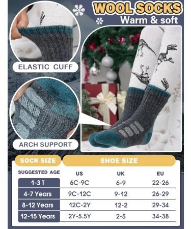 Anlisim Merino Wool Hiking Socks for Kids - Warm Thick Thermo Socks for Boys & Girls - 6 Pairs | Ideal for Winter Trekking - Buy Online on GoSupps.com