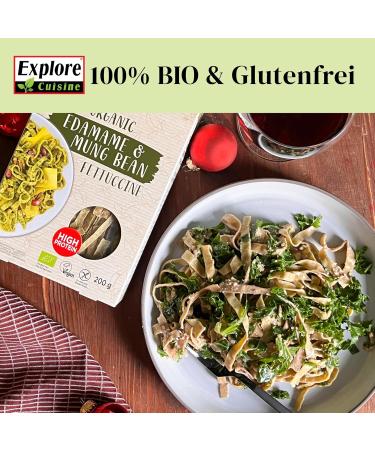 Explore Cuisine Bio Fettuccine - Gluten-Free Edamame & Mung Bean Pasta | Vegan Low Carb 6 Pack (200g Each) - Buy Online on GoSupps.com