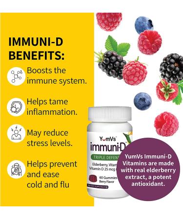 YumV's Elderberry Gummies with Vitamin C & D - 60 Berry Flavor Immunity Support - Buy Online on GoSupps.com