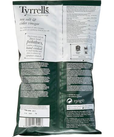 Tyrrell's Sea Salt/Cider Vinegar Crisps 150g - Buy Online on GoSupps.com