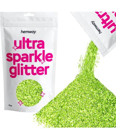 Hemway Fine Lime Green Glitter 100g 3.5oz Cosmetic Safe 1/64" 0.015" 0.4mm Lime Green Fine - 100g