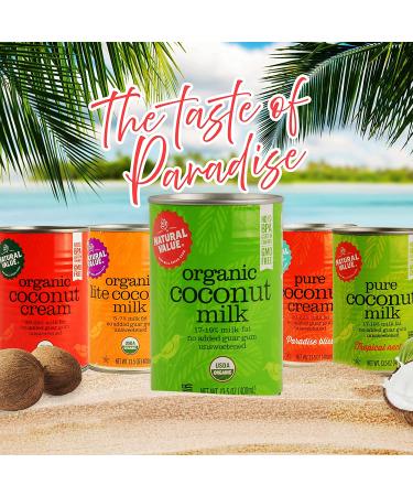Natural Value Organic Coconut Milk 13.5oz Cans - Pack of 12 | USDA Certified, Non-GMO, Vegan - Buy Online on GoSupps.com