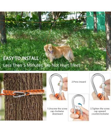 Loqatidis 3-in-1 Dog Leash | 50/100ft Portable Trolley System for Training & Outdoor Adventures | Reflective Rope for Camping & Parks | Perfect for 2 Dogs - Orange - Buy Online on GoSupps.com