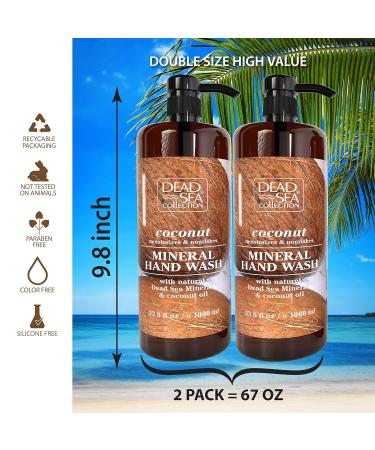 Dead Sea Collection Coconut Oil Liquid Hand Soap - Moisturizing Gel with Pump - Nourishing Cleanser - Pack of 2 (33.8 Fl Oz Each) - Buy Online on GoSupps.com