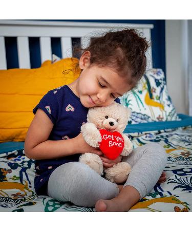 Feel Better Teddy Bear with Red Heart | Get Well Soon Gifts for Men, Women & Kids | Stuffed Animal Bear with Get Well Soon Card - Buy Online on GoSupps.com