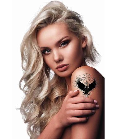 Dopetattoo 6 Sheets Temporary Viking Helm of Awe Symbol Fake Tattoos - Norse Wing Designs for Neck and Chest - Adults Size 3.7x3.7 - Buy Online on GoSupps.com