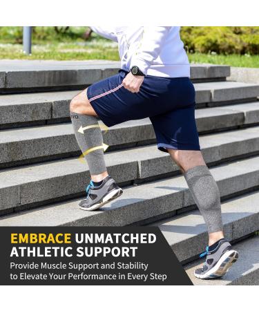 Cambivo Compression Stockings for Men & Women - 2 Pairs of Elastic Calf Sleeves - Comfortable Footless Sports Compression Socks - L-XL Gray - Buy Online on GoSupps.com