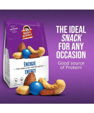 Krispy Kernels Dried Fruits and Nuts Energy Mixed Nuts - Rich in Fibre Iron & Protein Peanuts Raisins Milk Chocolate Candies Almonds & Cashews Snacks for Road trips Picnics Movie Nights 8 x 225g - Buy Online on GoSupps.com
