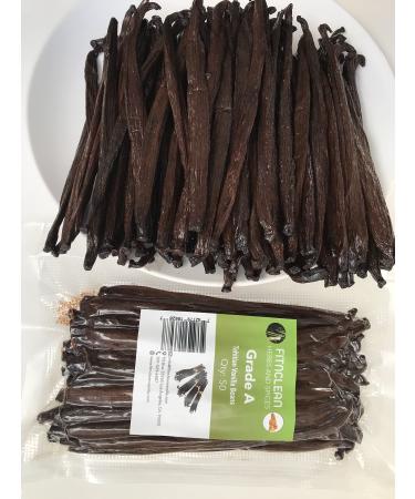 50 Tahitian Vanilla Beans Grade A for Baking, Extract and Paste. 5" by FITNCLEAN VANILLA. Bulk Fresh Natural Raw NON-GMO Whole Gourmet Pods