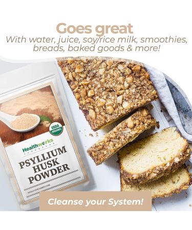 Healthworks Organic Psyllium Husk Powder - 16oz | Raw, Vegan, Non-GMO, Keto | Indian Ground Fiber Supplement - Buy Online on GoSupps.com