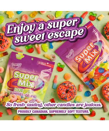 Huer - Super Mix Assorted Sour Flavored 3 Pack Soft and Chewy Gummy Candy Bundle 180g Bag (Pack of 3) Stocking Stuffers Christmas Gift Sour Gummy - Buy Online on GoSupps.com