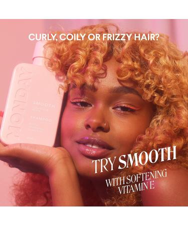 Monday Haircare Smooth Shampoo & Conditioner Set - 12oz Each for Frizzy, Coarse, and Curly Hair - Coconut Oil, Shea Butter, Vitamin E - 100% Recyclable Bottles (2 Pack) - Buy Online on GoSupps.com