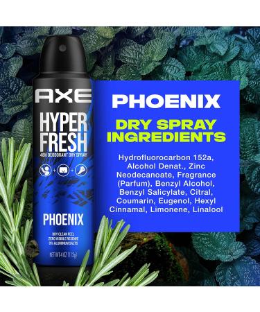 AXE Phoenix Deodorant Spray - 48 Hour Odor Protection Crushed Mint & Rosemary Aluminum-Free No Residue 4 oz - International Shipping Available - Buy Online on GoSupps.com