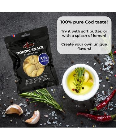 Wild Caught Freeze Dried Cod Bites (Hardfiskur) Jerky | High Protein Nordic Snack (35g Resealable Bag) - 10 Pack - Buy Online on GoSupps.com