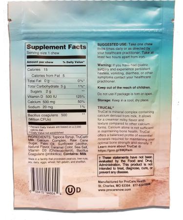 ProCare Health | Calcium Soft Chew | Sea Salted Caramel l 30 Count 30 Count (Pack of 1) - Buy Online on GoSupps.com