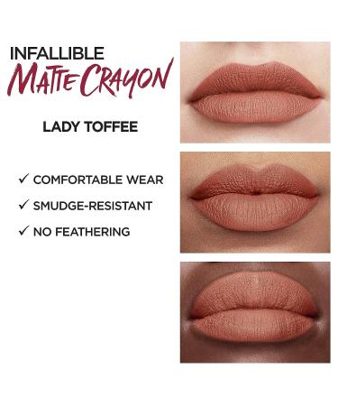 L'Oreal Paris Infallible Matte Lip Crayon - Lady Toffee | Long Lasting Matte Finish - Buy Online on GoSupps.com