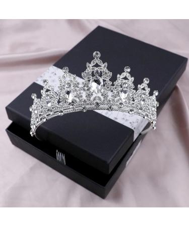 LAPOHI Silver Crystal Princess Queen Tiara for Women - Bride Wedding Crown for Party Prom Pageant - Rhinestone Headband with Combs - Buy Online on GoSupps.com