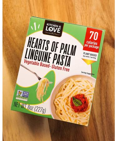 Kitchen & Love Hearts of Palm Linguine: Low Carb, Low Calorie, Plant Based, Non GMO, Gluten Free Pasta Alternative - Vegan, Easy to Prepare, Quick Meal - 8 Oz (Pack of 3) - Buy Online on GoSupps.com
