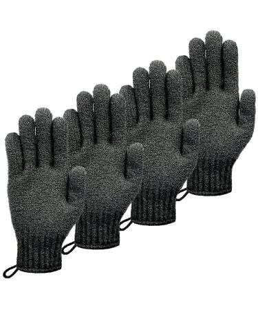 MIG4U Exfoliating Shower Gloves 2 Pairs  Bath Scrub Glove Medium to Heavy Body Dead Skin Removal  Deep Exfoliate Sponge Loofah for Women and Men  Black 2 Pairs(4 PCS) Classic Black