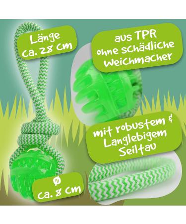 Rootnoot Neon Green Throwing Ball with Rope for Dogs | Eco-Friendly Fetch Toy | Track & Train Your Dog with Stable Design - Buy Online on GoSupps.com