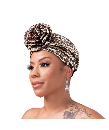 Red by Kiss Top Knot Turban X Keyshia Cole Head Wrap Urban Hair Scarf Luxe Silky Ultra Stretchy Headwraps (Leopard) Animal Print
