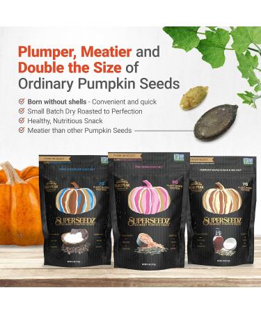 Dark Chocolate & Sea Salt Pumpkin Seeds | Premium Select Line by Superseedz | Vegan, Keto, Whole 30 | 7g Plant Based Protein | Nut & Gluten Free | Made in USA | 4oz x 6 Pack - Buy Online on GoSupps.com