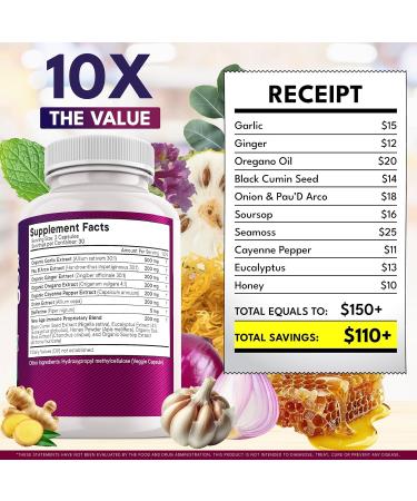 NEW AGE Garlic + Ginger Supplement - Oil of Oregano, Cayenne Pepper, Soursop, Black Cumin, Sea Moss, Black Pepper - Black Seed Cleanse - 120 Count 60 Count (Pack of 2) - Buy Online on GoSupps.com