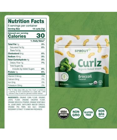 Sprout Organic Baby Food Stage 4 Toddler Snacks Broccoli Plant Power Curlz 1.48oz (Pack of 6) - Buy Online on GoSupps.com