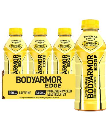 BODYARMOR EDGE Sports Drink with Caffeine, Tropical Chaos, Potassium-Packed Electrolytes, Caffeine Boost, Natural Flavors With Vitamins, Perfect for Athletes 20.2 Fl Oz (Pack of 12)